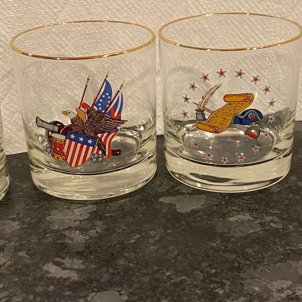 vintage 1976 Bicentennial Lowball drinking glasses patriotic Americana